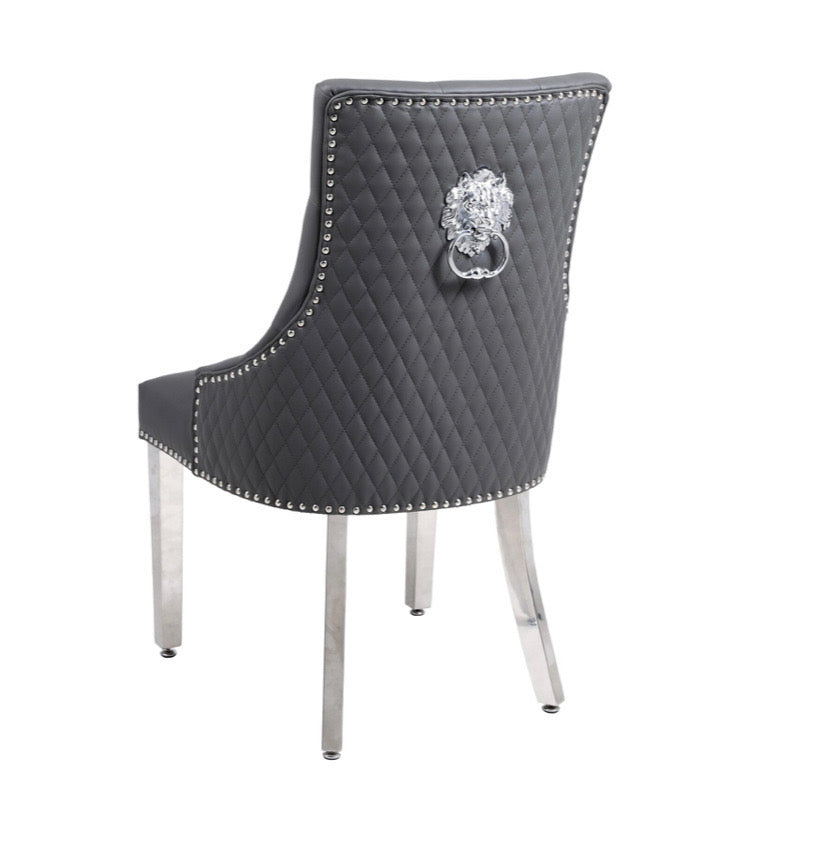 Vienna Marble Dining Set With Bentley PU Leather Knocker Chairs JMD