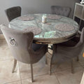 Vienna Round Marble Dining Table With 4 Chelsea Knockerback Chairs