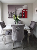 Vienna Marble Dining Table With Bently Knocker Chairs lion