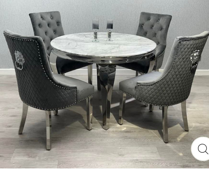 Vienna 110cm Round With Dark Grey Bentley Chairs – JMD Furnishings