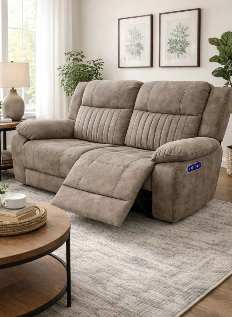 2 + 3 Seater Brown E Recliner Olympia