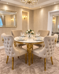 Louis Cream & Gold Marble Table With Valentino Cream & Gold Chairs