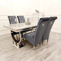 Arianna Grey 150cm with 4 Lucy Dark Grey Chairs