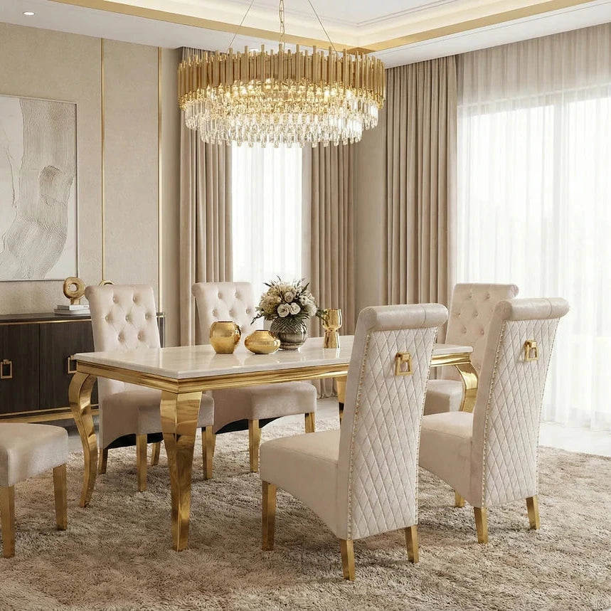 Louis Cream Table With Cream & Gold Emma Chairs