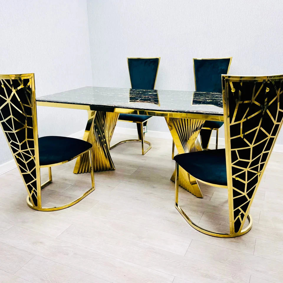 Roma Dining Table Black With Black Palermo Dining Chairs