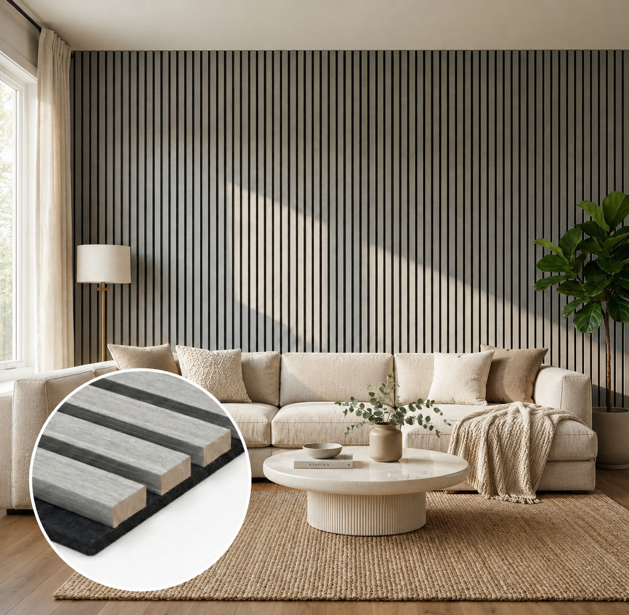 Grey Oak Acoustic Wall Panels 240 X 32cm (Set Of 2)