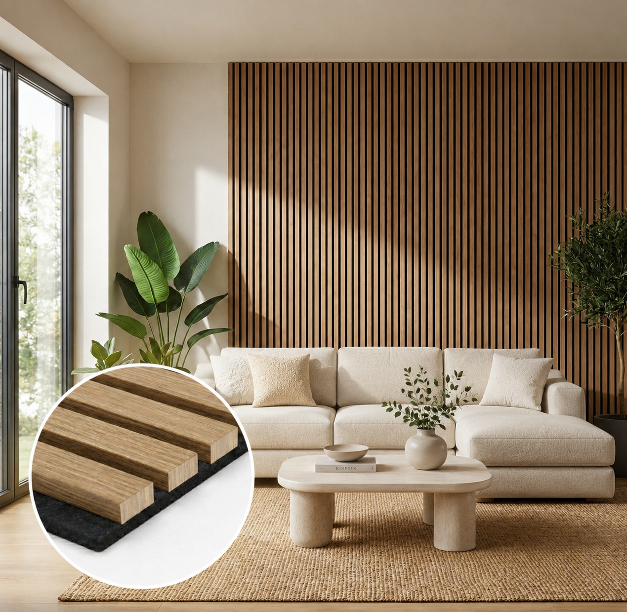 Premium Oak Acoustic Wall Panels 240 X 32cm (Set Of 2)