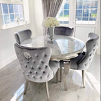 Round Vienna Marble Table With 4 lewis Lion Knocker Chairs