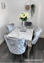 Vienna Marble Dining Table With Lewis Lion Knocker Chairs