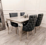 Vienna Marble Top Dining Set With Bella Velvet Chairs