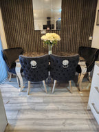 Vienna Marble Dining Table With Lewis Lion Knocker Chairs