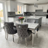 Vienna Marble Dining Table With Lewis Lion Knocker Chairs