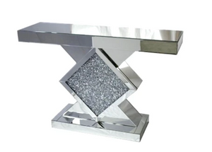 The Mirrored Crushed Crystal Diamante Triangle Console