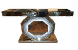 Mirrored Crushed Crystal LED Octagon Console Table