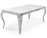 Vienna White Marble Top Dining Set With Chelsea Knocker Velvet Chairs