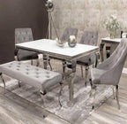 Lewis Glass Top Dining Table White