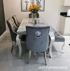 Vienna Marble Dining Table With Venice Lion Knocker Chairs & Bench Option