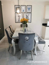 Vienna Marble Dining Table With Venice Lion Knocker Chairs & Bench Option