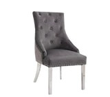 Windsor Grey Round Marble Top Dining Set With Duke Knocker Velvet Chairs