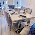 Arianna Marble Dining Table With Chelsea Knocker Velvet Chairs