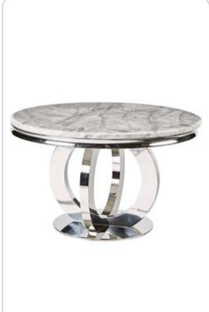 Chelsea Round  Marble Dining Set With Bentley Knocker Velvet Chairs