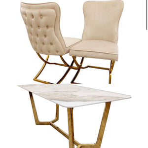 Lucien 1.8m Pandora Gold Sintered Stone Dining Set With Sandhurst X Chairs