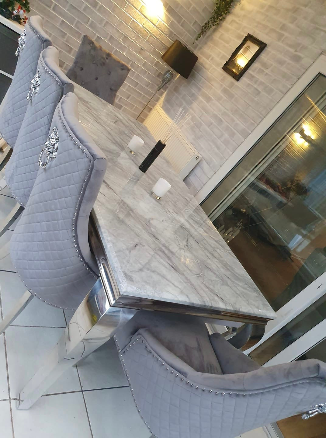 Venice Lion Knocker Grey Chair