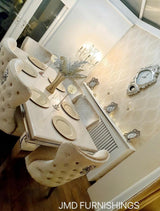 Vienna Cream Marble Top Dining Set With Lewis Lion Knocker Chairs