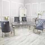 Vienna Marble Dining Table With Bently Knocker Chairs lion