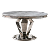 Windsor Grey Round Marble Top Dining Set With Lewis Lion Knocker Velvet Chairs