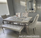 Vienna Marble Dining Table With Venice Lion Knocker Chairs & Bench Option