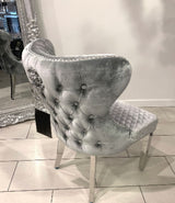 Arianna White Marble Top Dining Set With Lewis Knocker Velvet Chairs