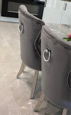 Arianna Marble Dining Table With Chelsea Knocker Velvet Chairs