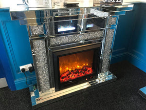 Crushed Diamond And Mirrored Fireplace