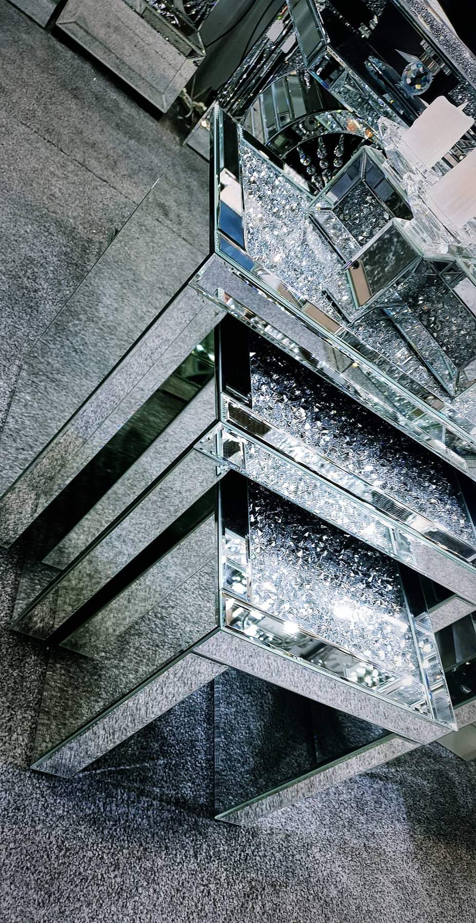 3 Tier Diamante Mirrored Nest Of Tables
