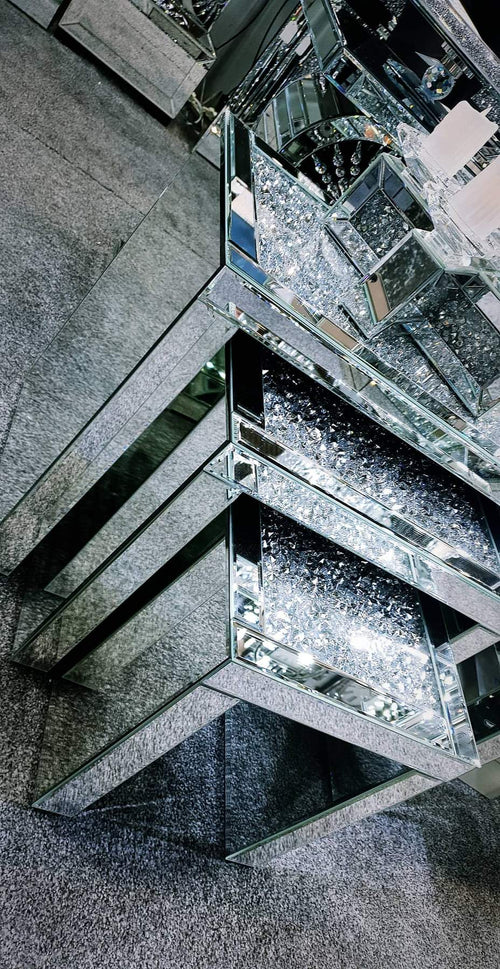 3 Tier Diamante Mirrored Nest Of Tables