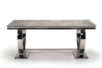 Arianna Grey Marble Dining Table With Venice Lion Knocker Grey Velvet Chairs